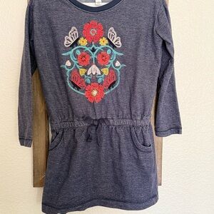 Tea Collection Navy Dress with Floral Embroidery